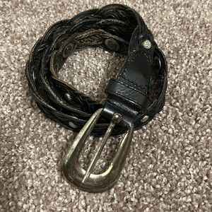 VINTAGE Braided Leather Conchos Southwestern Black Belt